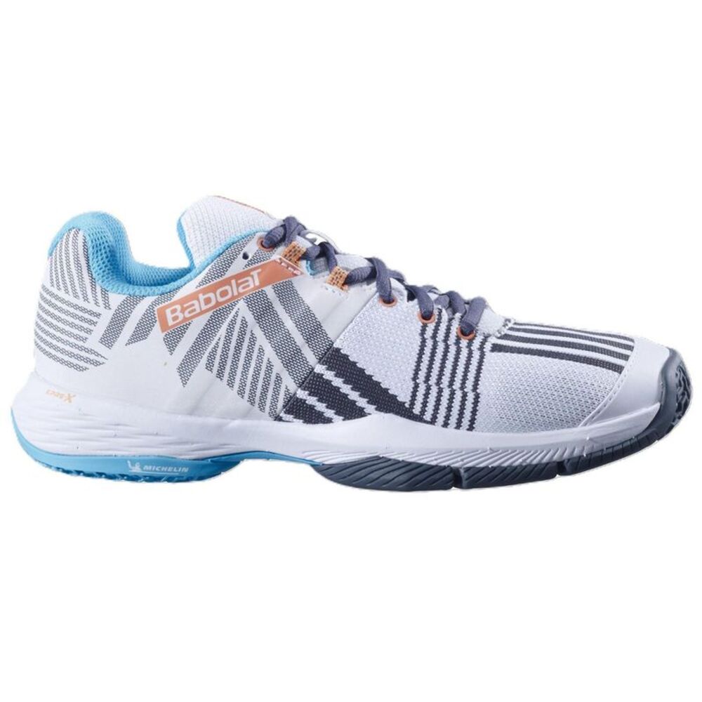 Babolat Womens/Ladies Sensa Tennis Shoes / White/Sunset